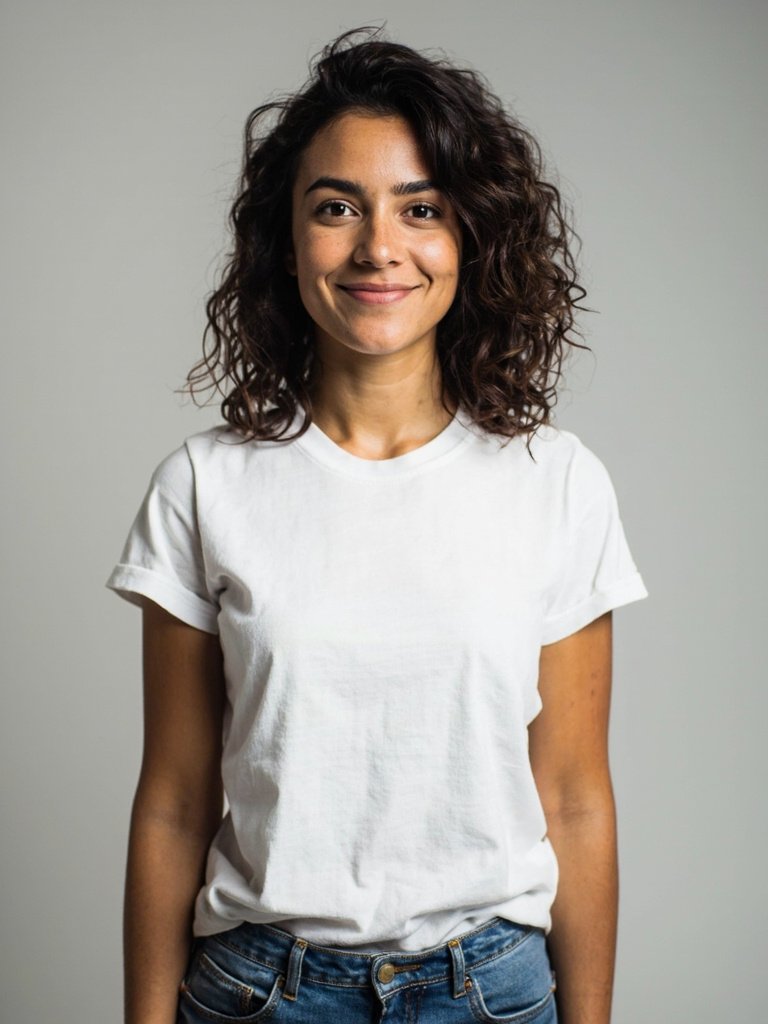 Retrato de referência do personagem: corpo inteiro, fundo neutro, luz uniforme